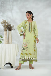 Embroidered Dress with Leather Appliqué Details