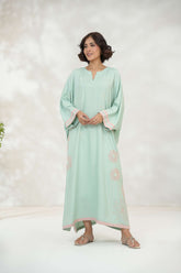 Sea Blue Shirt with Minimal embroidery