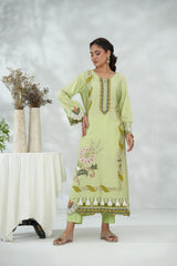 Embroidered Dress with Leather Appliqué Details